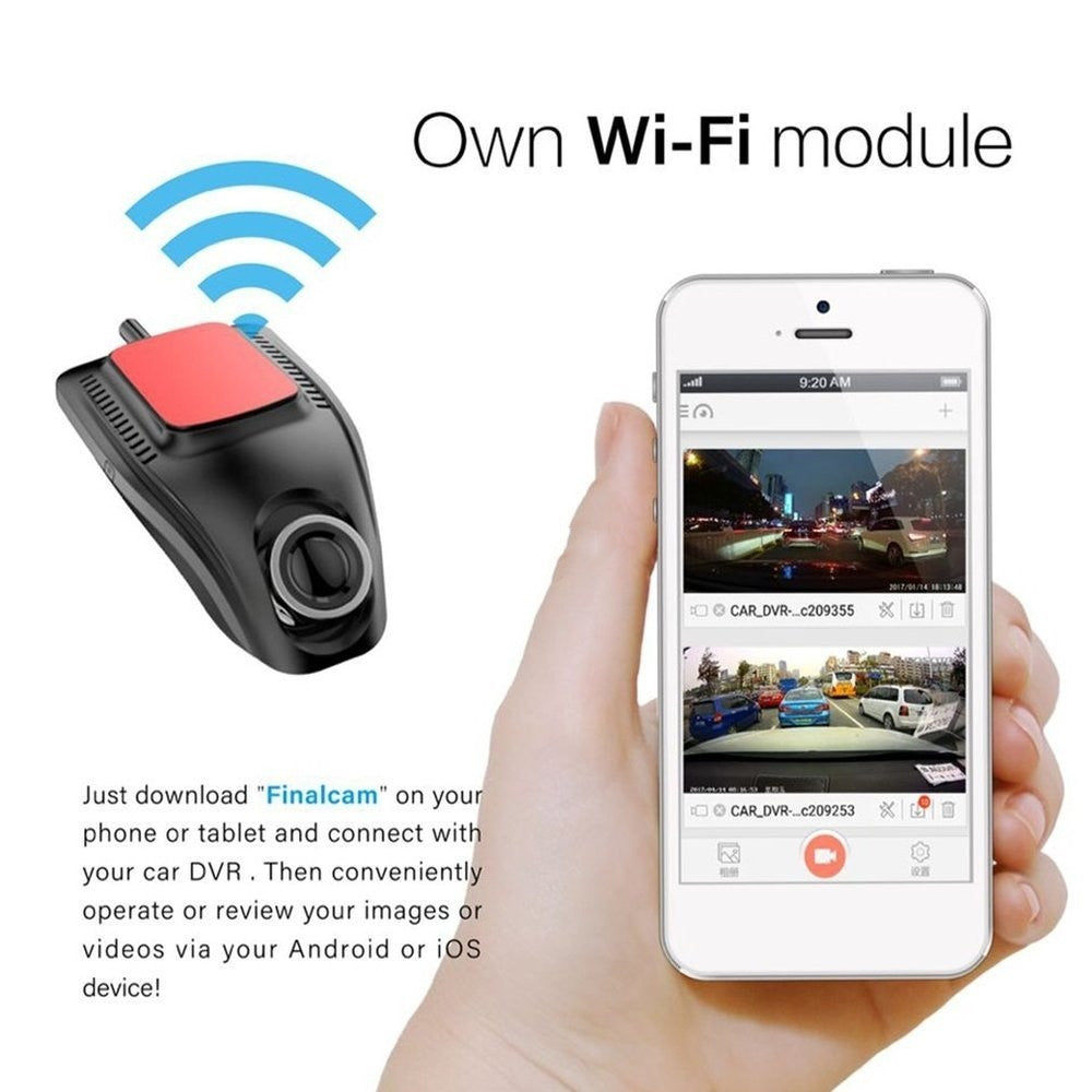 NexusHub Ultra-Compact Full HD 1080P Dash Cam with Wi-Fi & Smartphone App